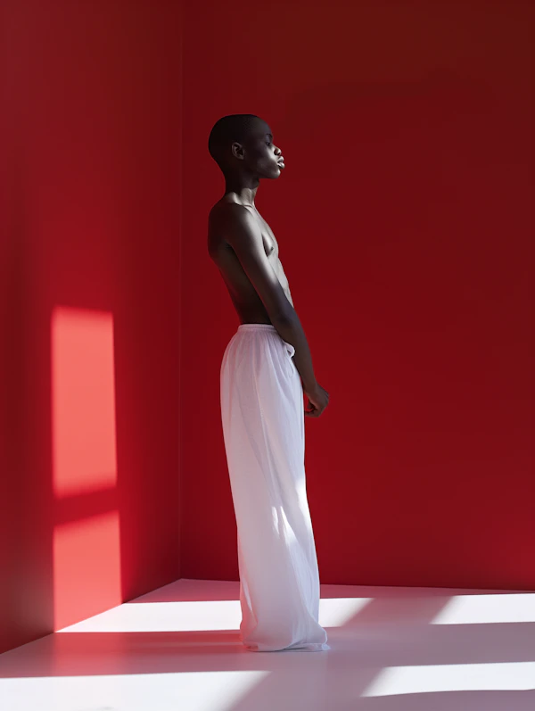 Contemplative Figure in Red