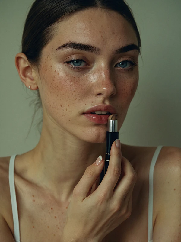 Close-up Portrait with Lipstick