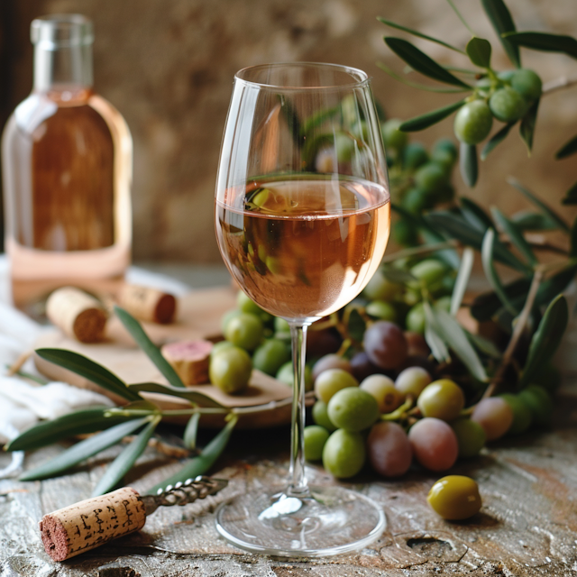 Classy Rosé Wine Tasting on Rustic Wooden Table