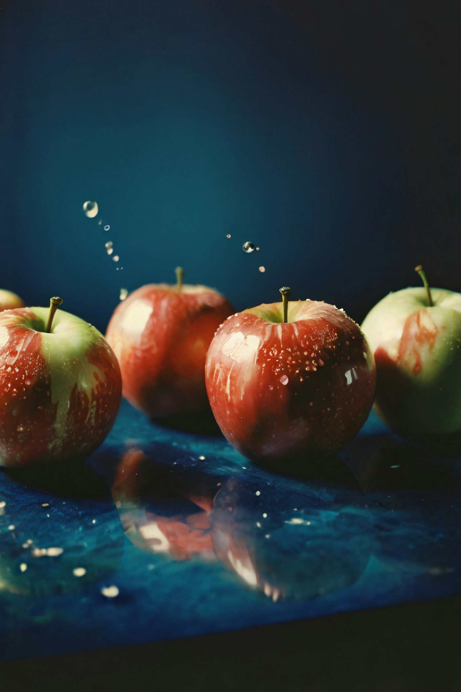 Vibrant Apples on Blue Background