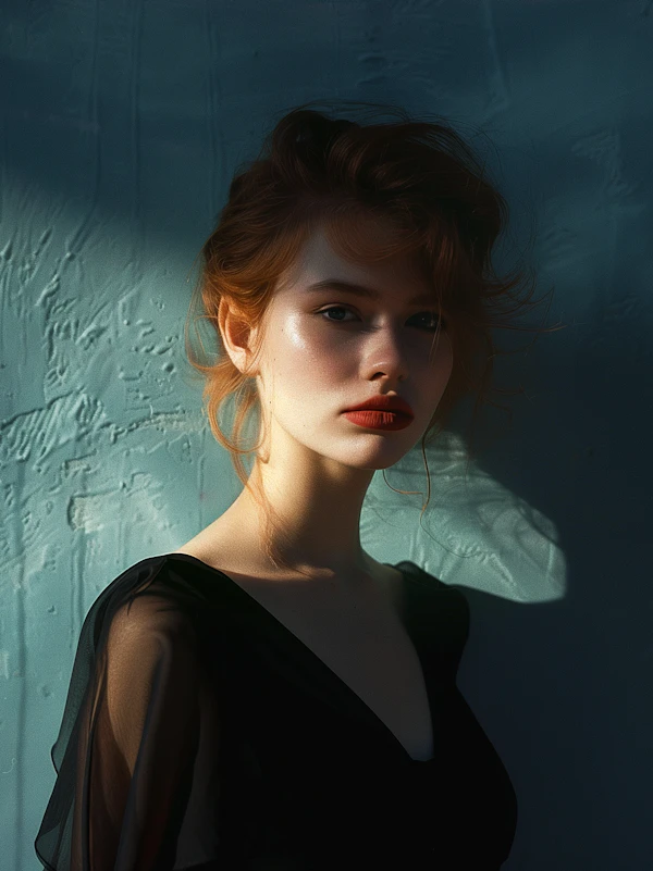 Contemplative Woman with Tousled Updo