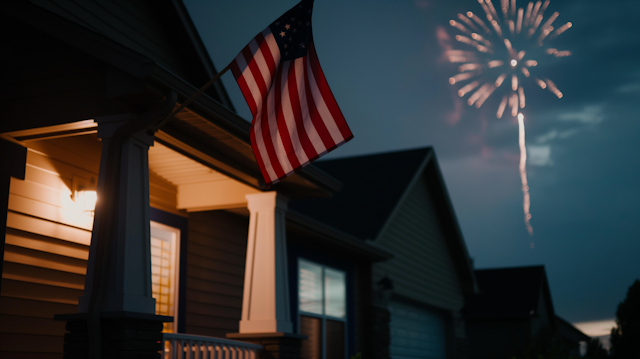 American Flag and Fireworks