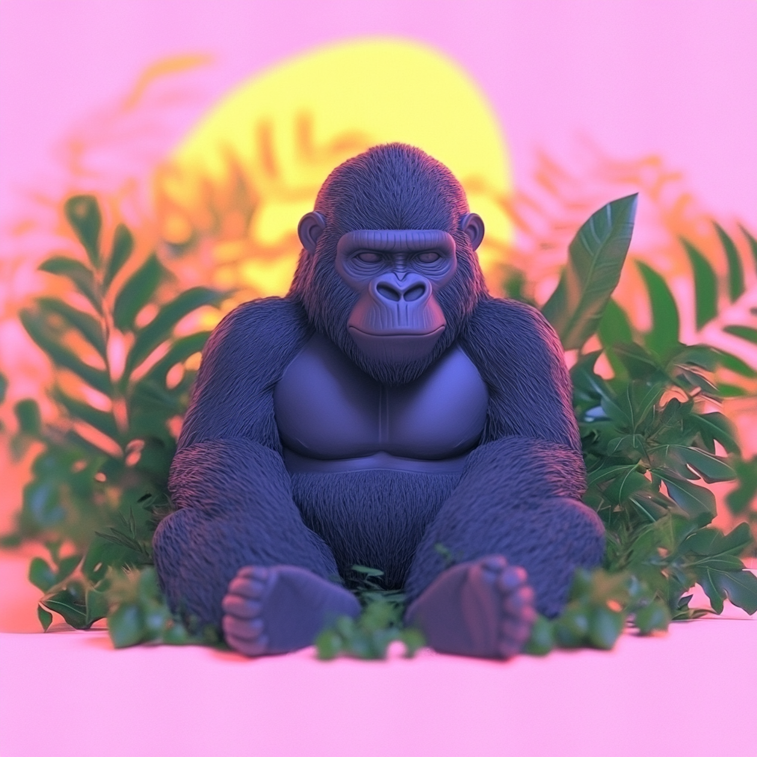 Serene Gorilla in Sunset