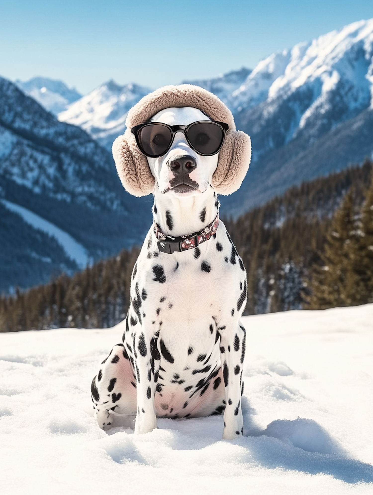 Dalmatian in Snowy Landscape