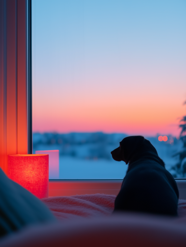 Dog Gazing at Sunset