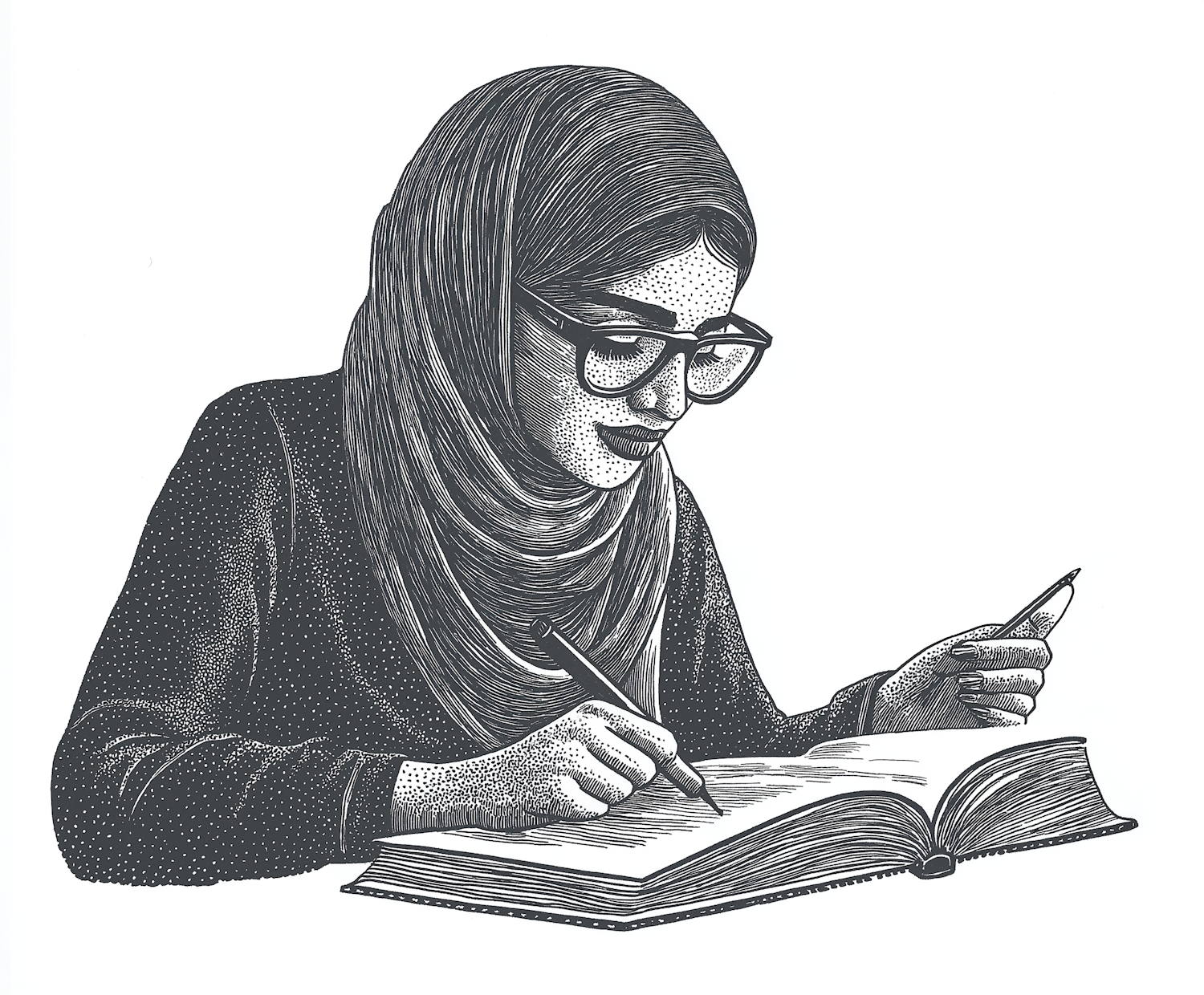 Concentrated Young Woman Writing