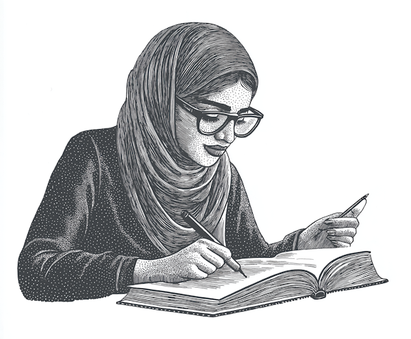 Concentrated Young Woman Writing