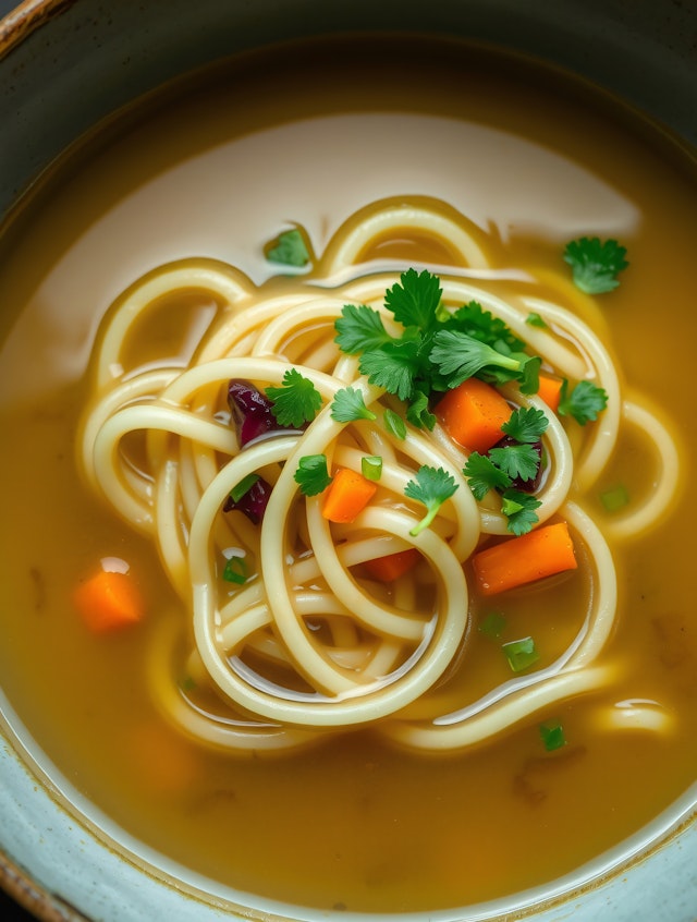 Noodle Soup with Carrots and Cilantro