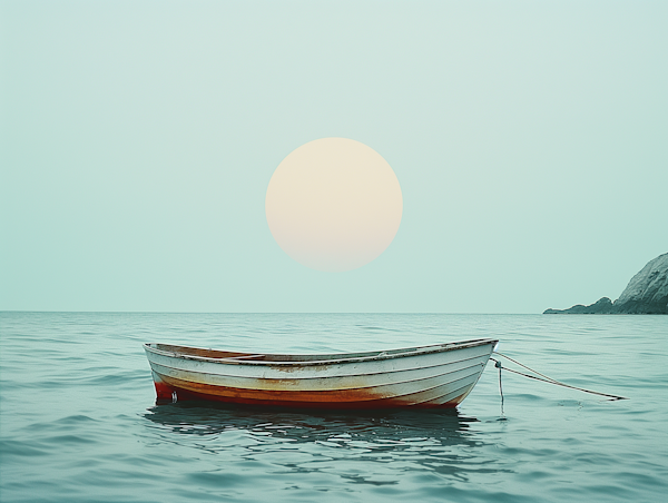 Serene Seascape with Old Boat