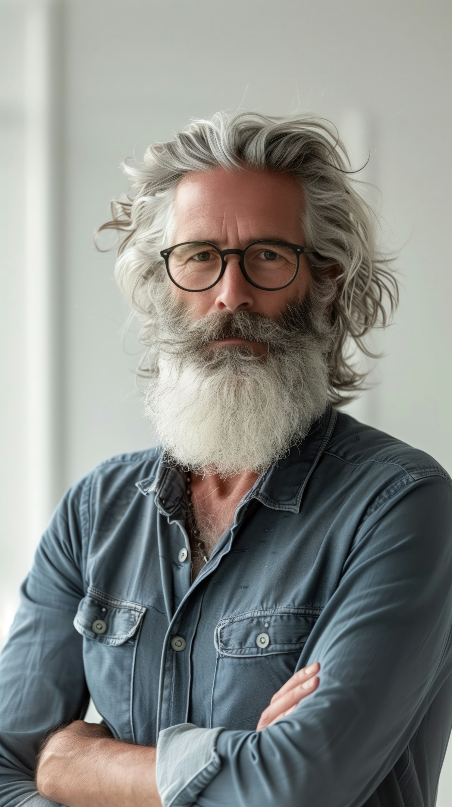 Portrait of an Older Man with Gray Hair and Beard