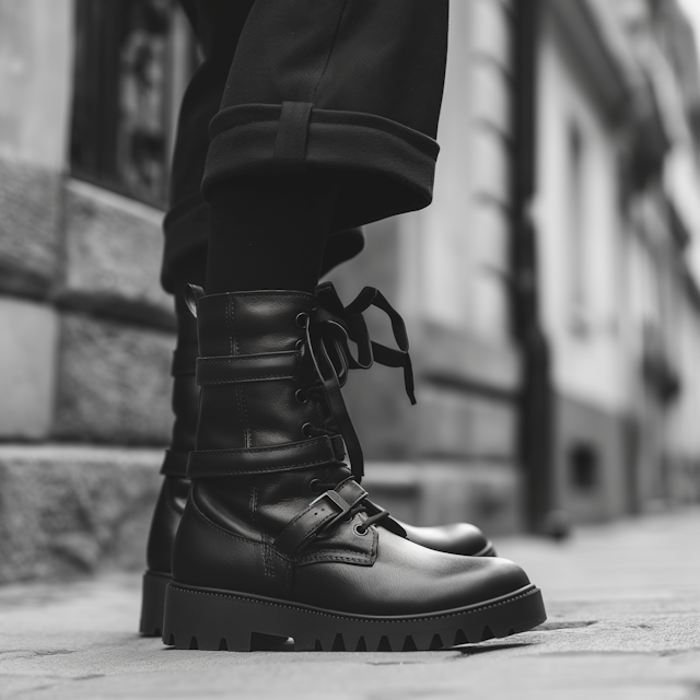 Stylish Combat Boots in Urban Setting