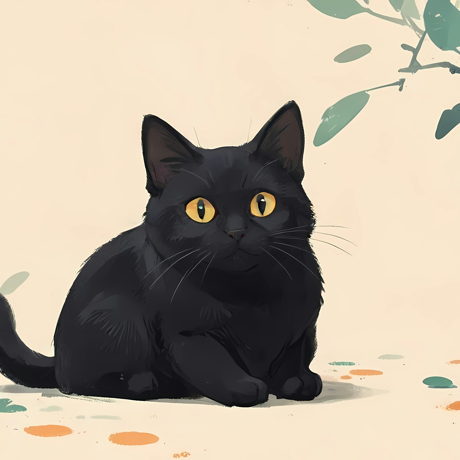 Black Cat with Yellow Eyes