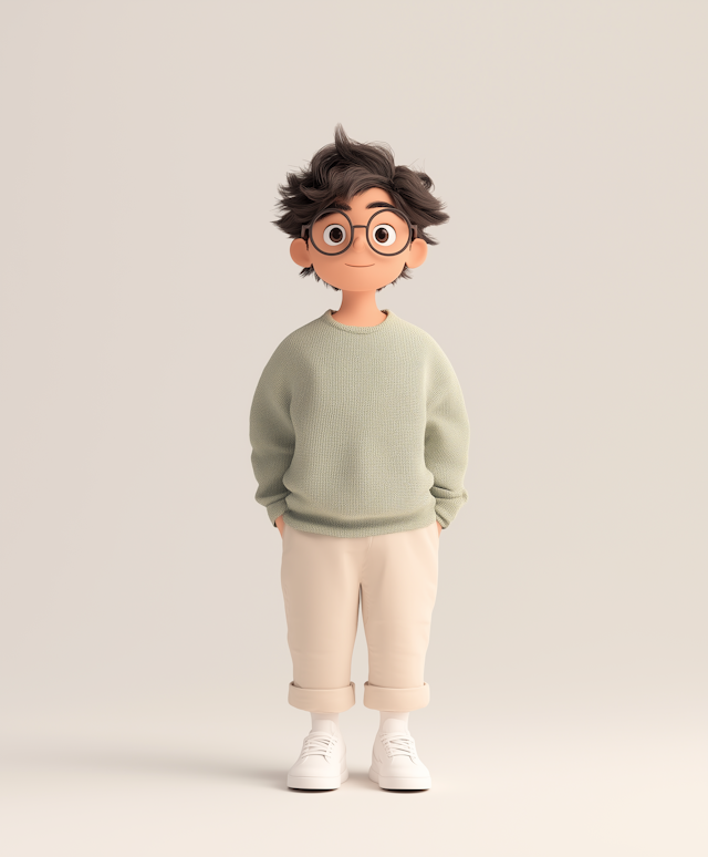 Stylized 3D Character in Casual Attire