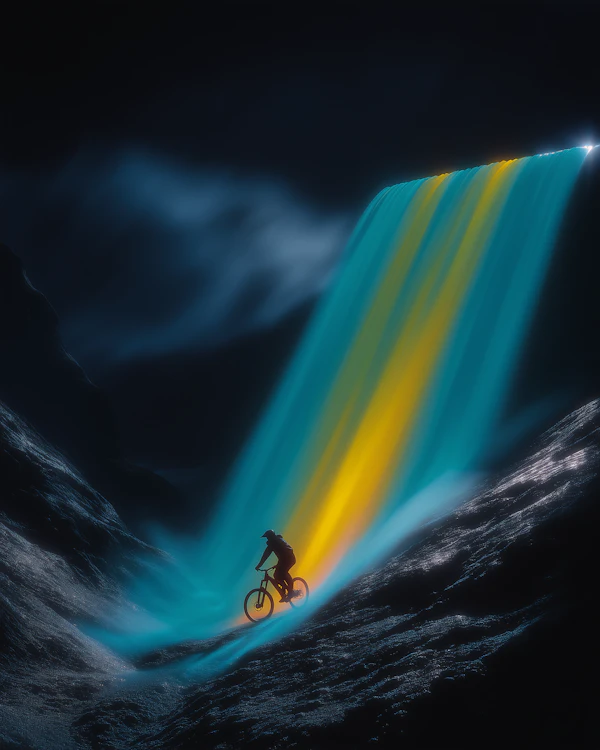 Cyclist in Ethereal Glow