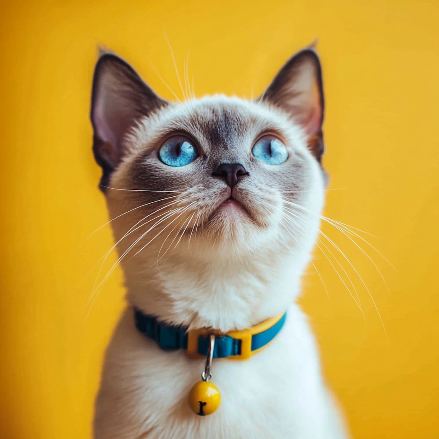 Curious Cat with Blue Eyes