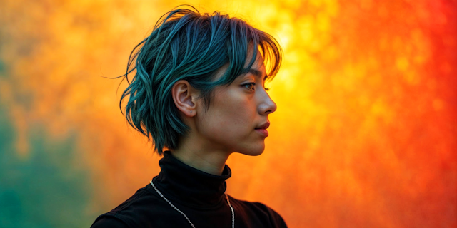 Profile of a Person with Teal Hair