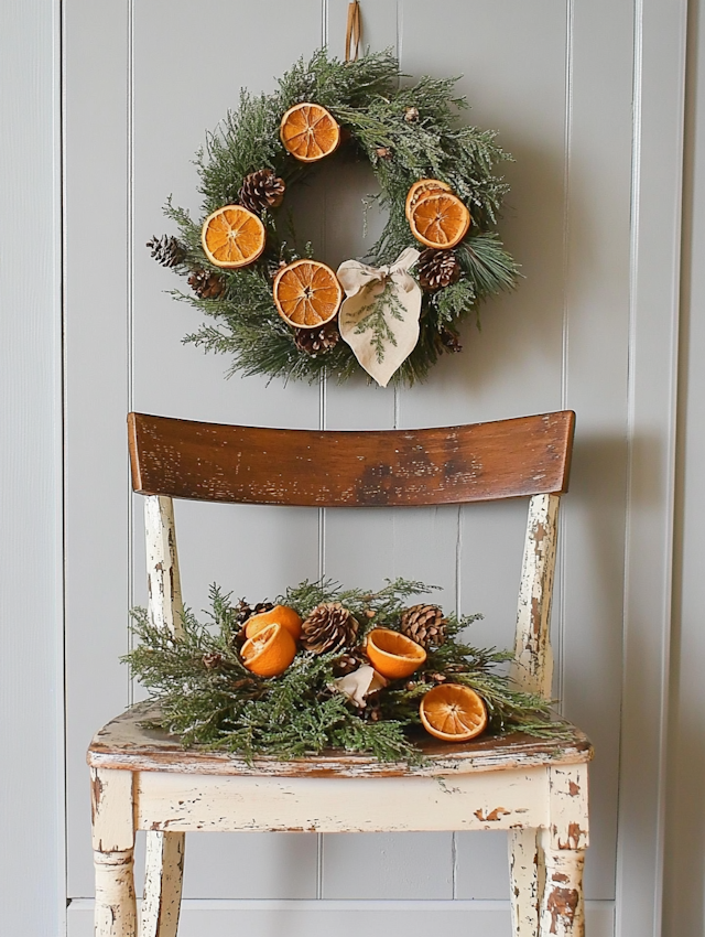 Rustic Holiday Chair and Wreath