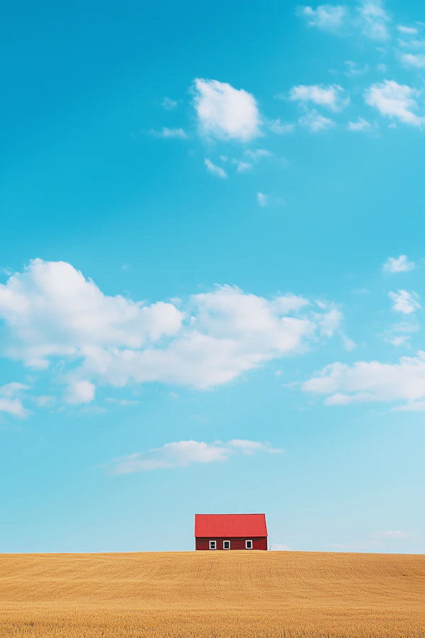 Red House in Wheat Field
