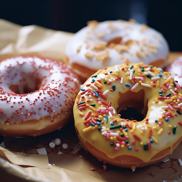 Sprinkle of Delight – A Trio of Iced Doughnuts