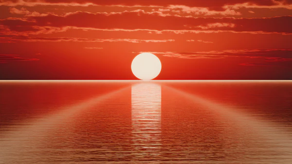 Sunset Over Calm Ocean