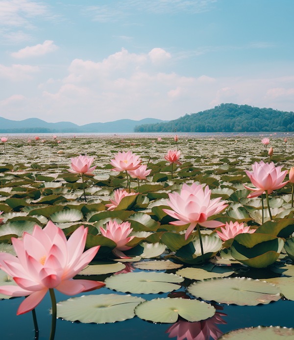 Tranquil Water Lily Panorama