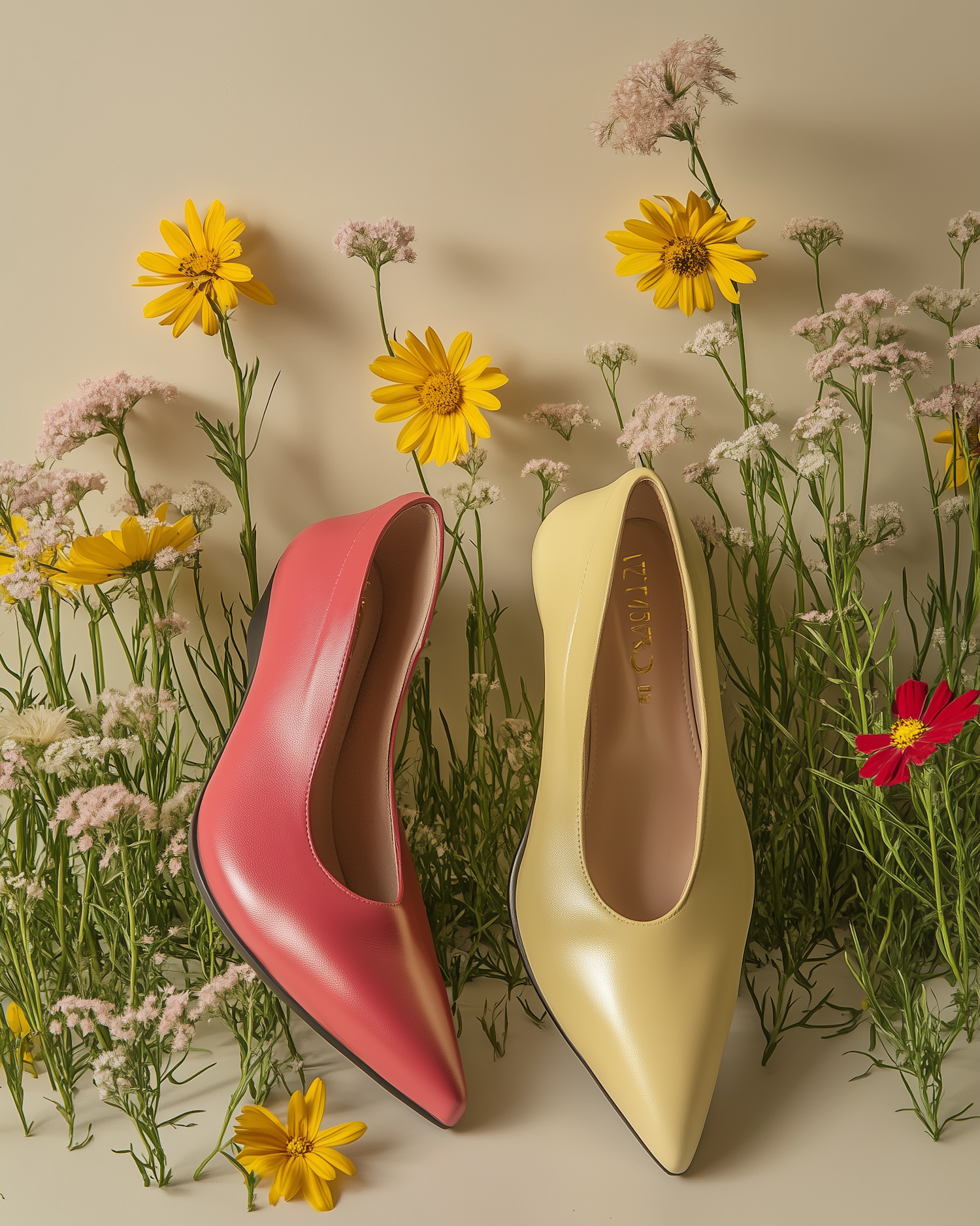 Elegant Shoes with Floral Backdrop