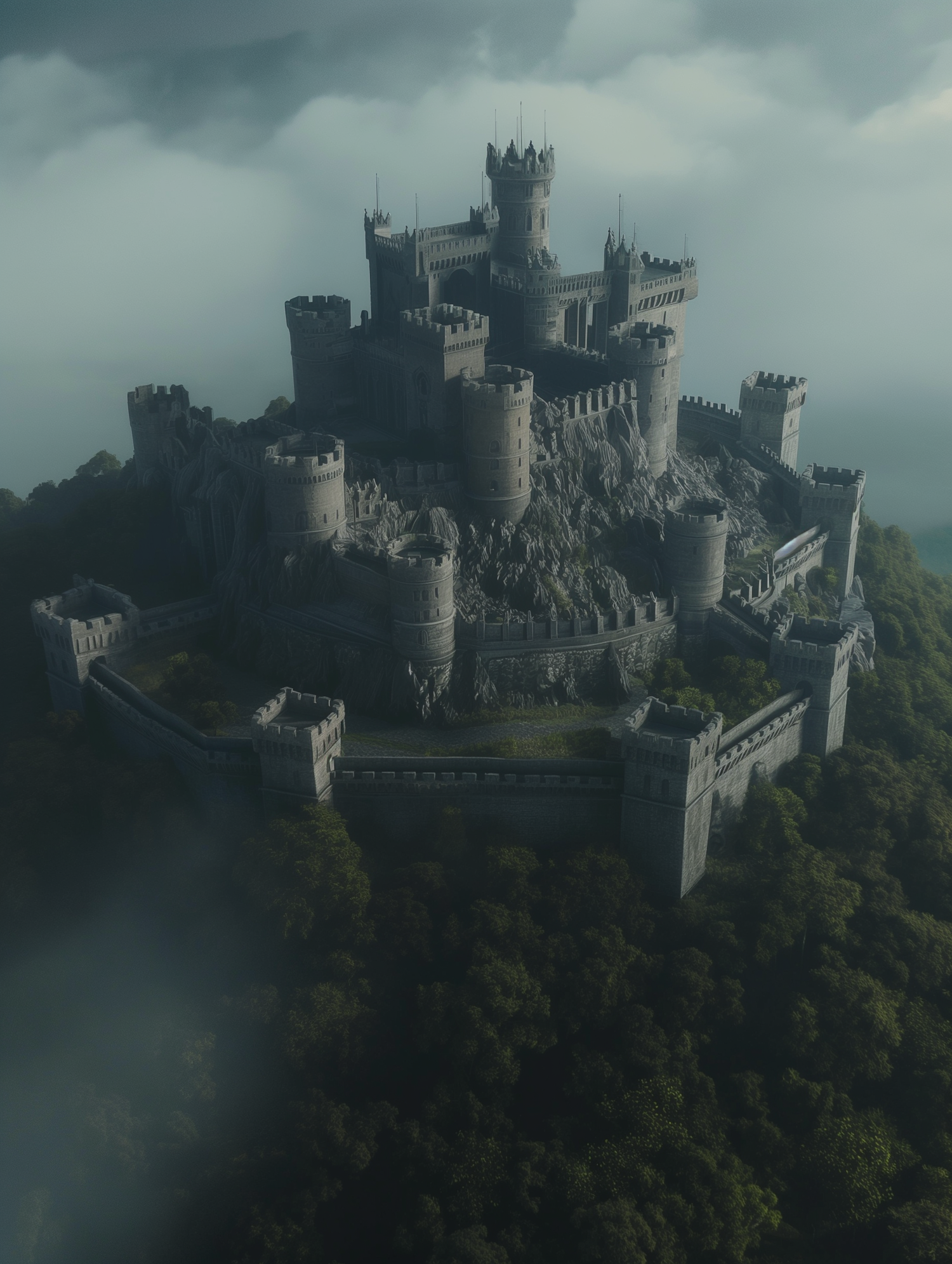 Majestic Castle in Mystic Fog