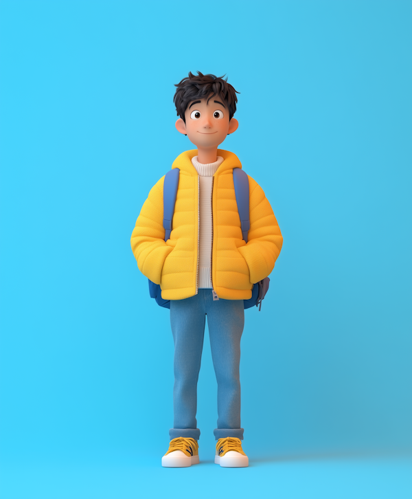 Animated Boy in Yellow Jacket