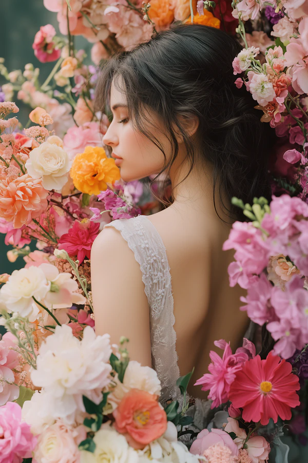 Woman in Floral Harmony