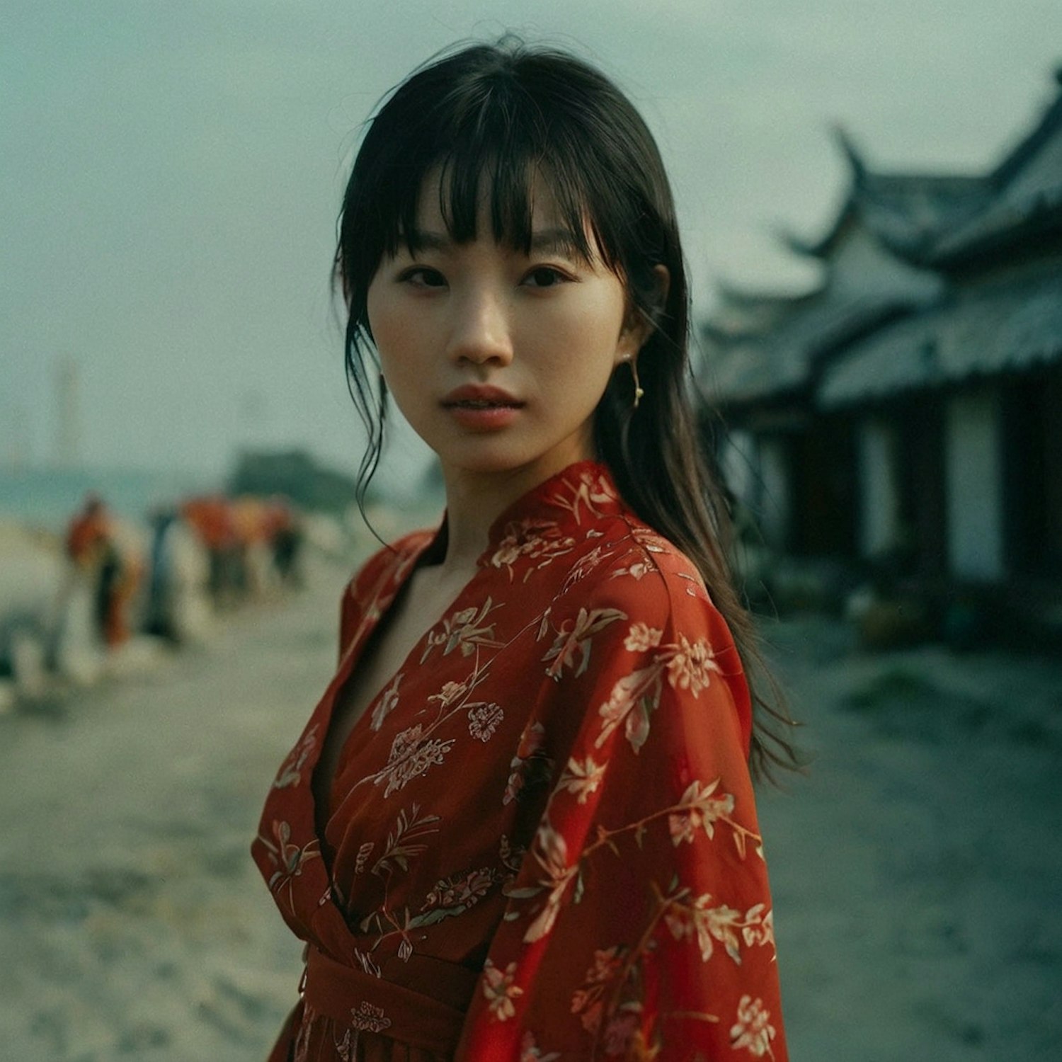 Serene Woman in Red Garment