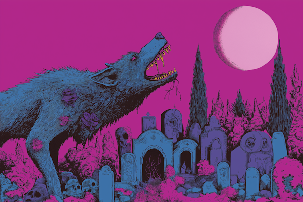 Howling Wolf in Graveyard