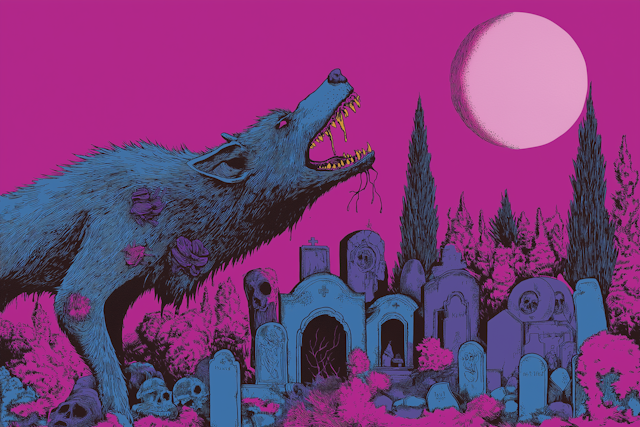 Howling Wolf in Graveyard