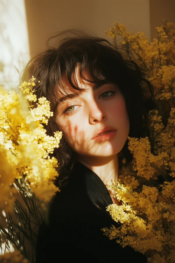 Woman with Mimosa Blossoms