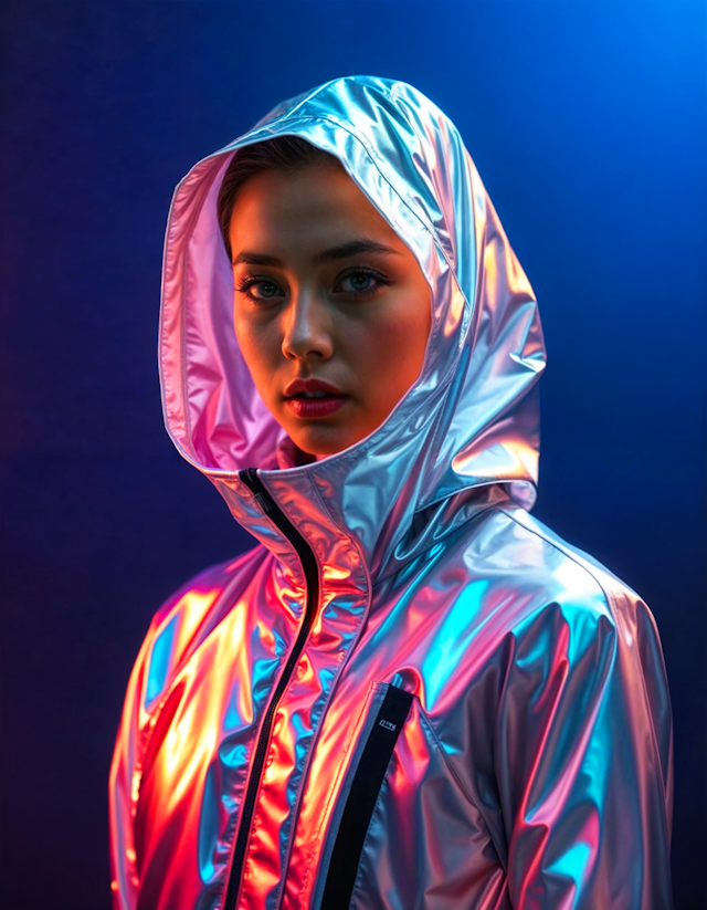 Futuristic Metallic Jacket Portrait