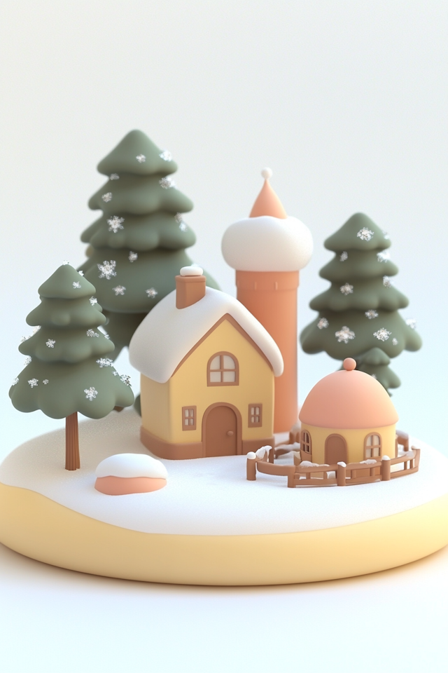 Charming Winter Village Scene