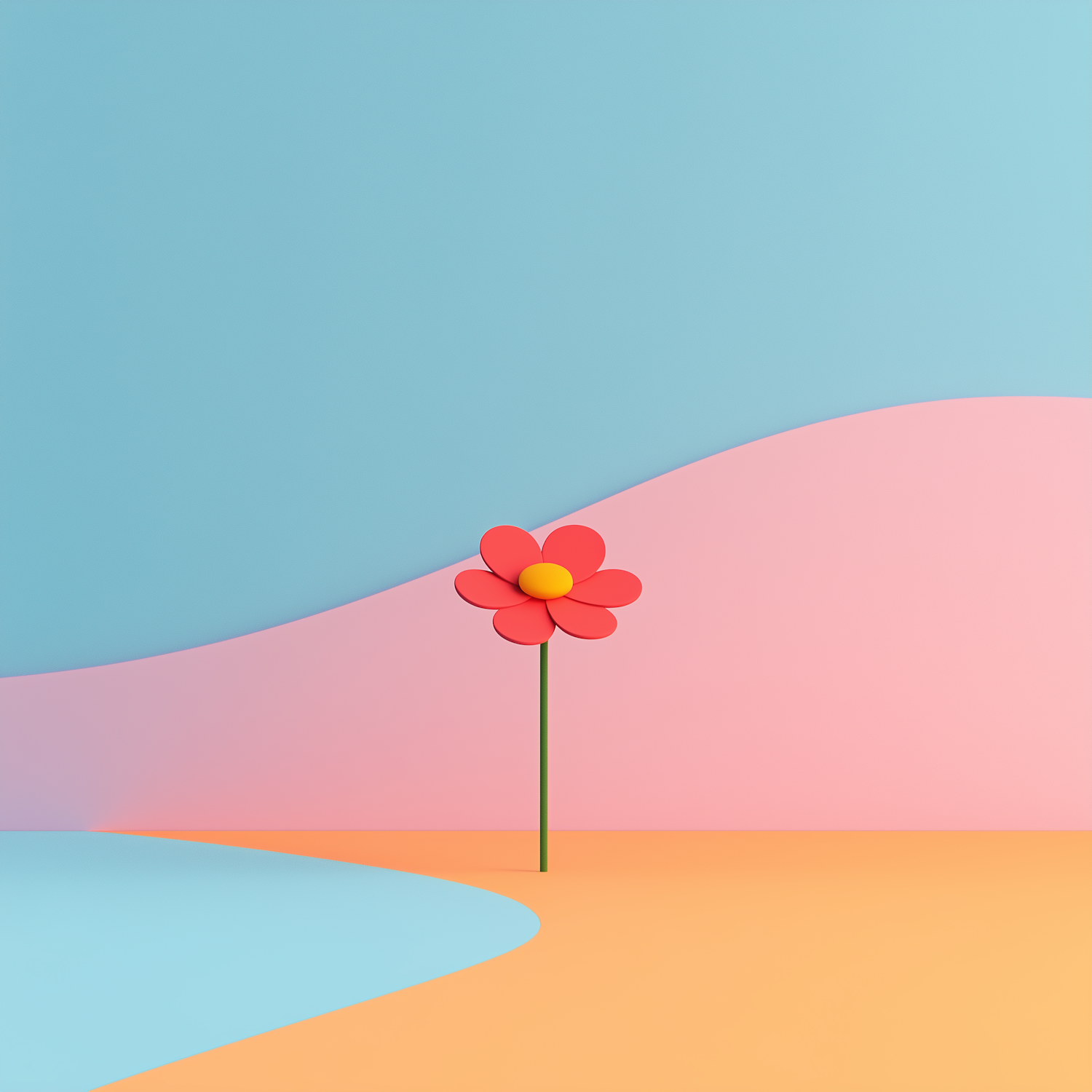 Stylized Solitary Flower Illustration