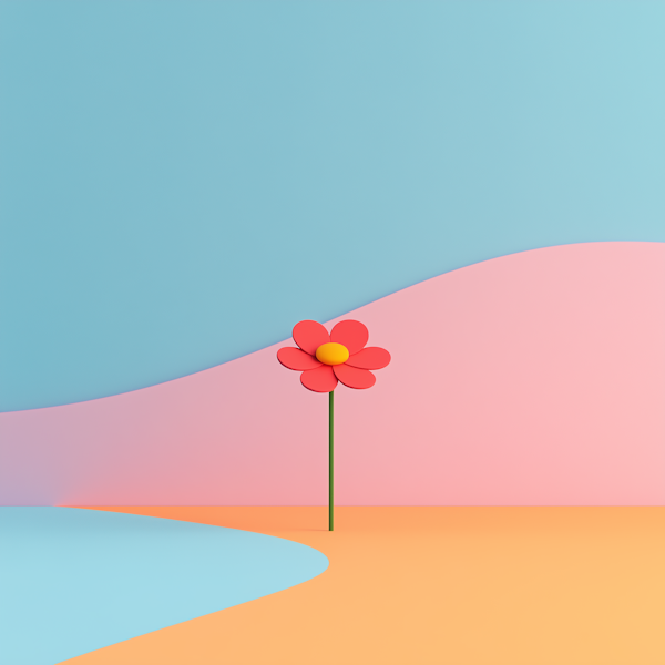 Stylized Solitary Flower Illustration