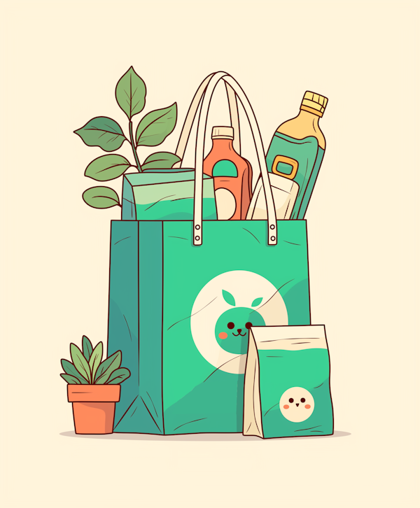 Eco-Friendly Shopping Bag with Items