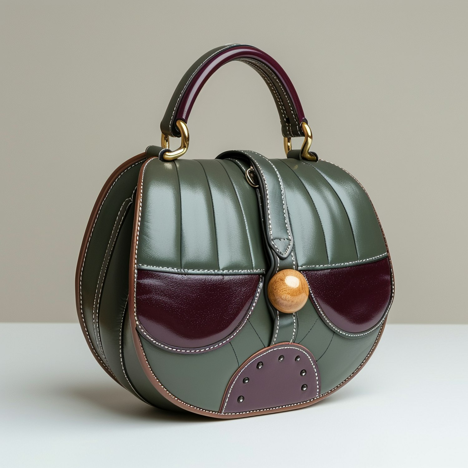 Elegant Handbag with Wooden Button