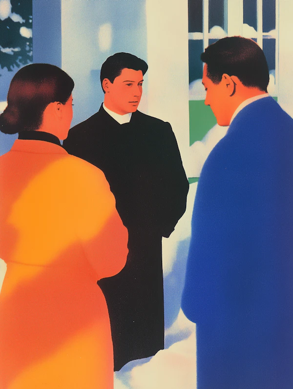 Snowy Conversation Scene