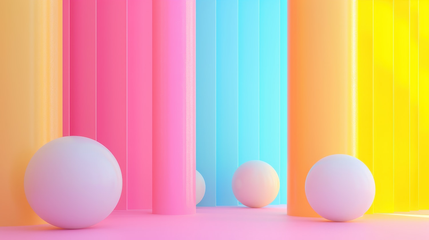 Abstract Pastel Spheres and Columns