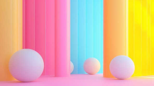 Abstract Pastel Spheres and Columns