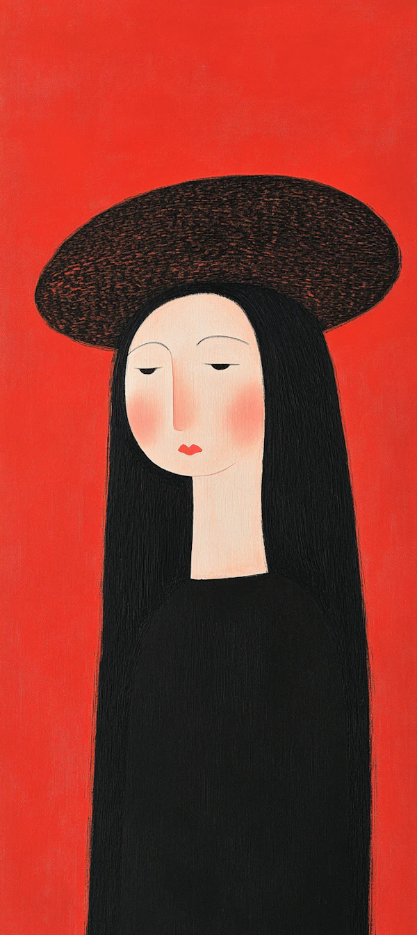 Stylized Portrait with Red Background