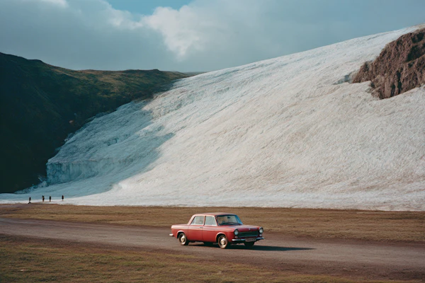 Vintage Car and Glacier