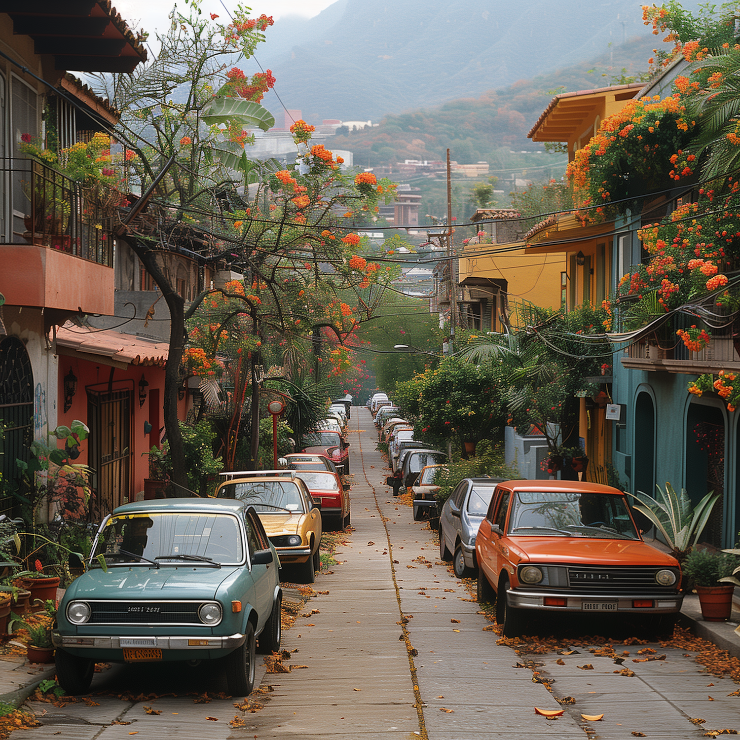 Vintage Colorful Street in Latin America