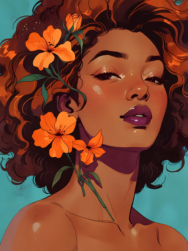 Portrait of Woman with Flowers