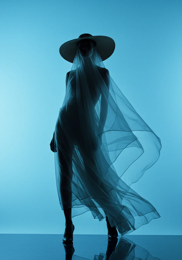 Silhouetted Figure in Blue