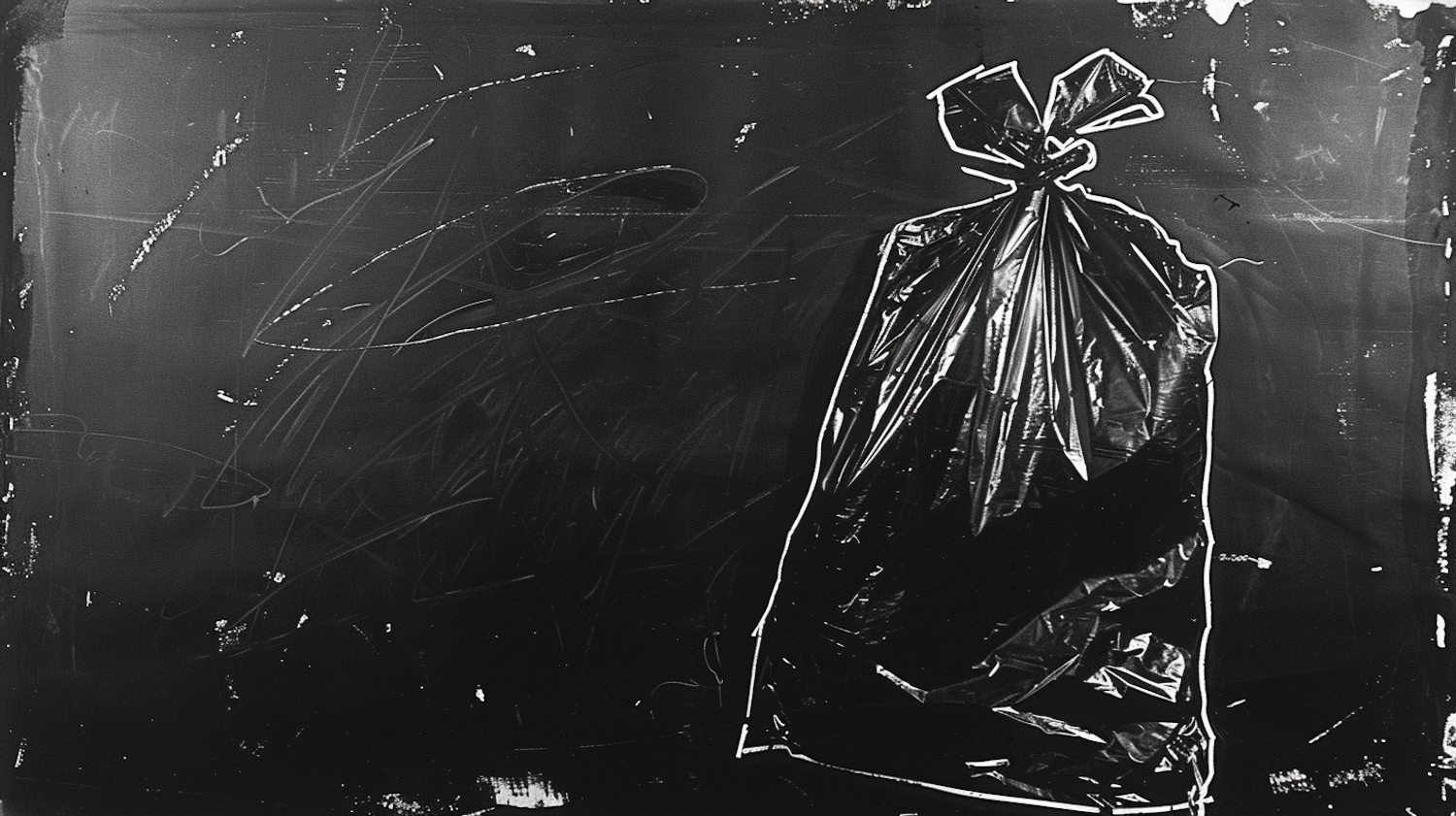 Black Garbage Bag on Textured Background