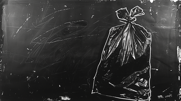 Black Garbage Bag on Textured Background