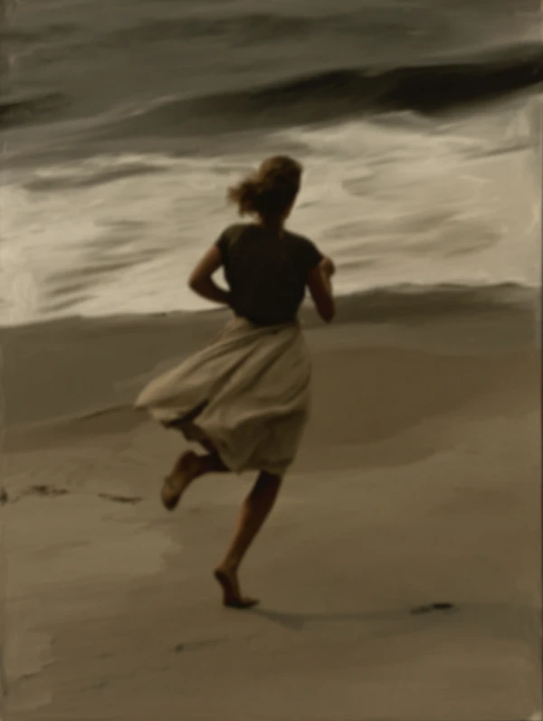 Woman Running on Beach